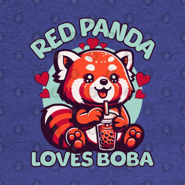 Red Panda Loves Boba by Odetee